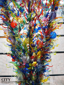A Chihouly glass sculpture, 'Inside and Out' at Joslyn Musuem.