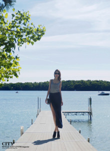 Side Slit Maxi Skirt On Elkhart Lake Pier