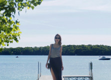 Side Slit Maxi Skirt On Elkhart Lake Pier