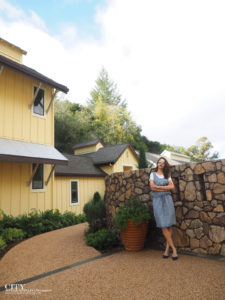 City Style and Living The Editors Notebook style blogger jean dress over a white tshirt and blue rockport ballet flats at farmhouse inn in sonoma