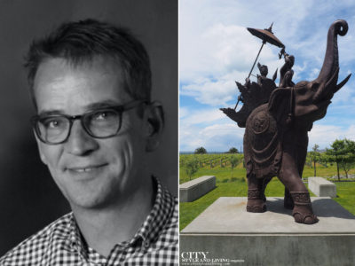 City Style and Living Magazine Elephant Hill Hawkes Bay New Zealand Andreas Weiss, vineyards and elephant sculpture