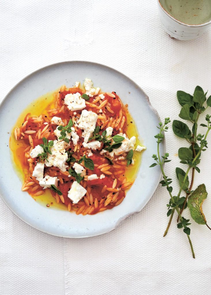 Orzo Pasta, Spicy Tomato Sauce & Feta