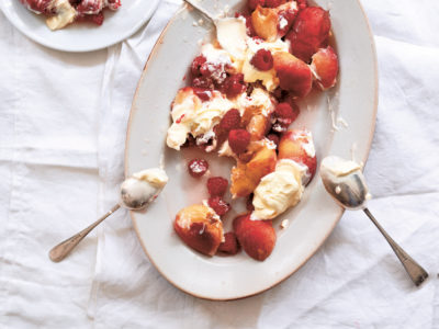Peaches, Raspberries & Crème Fraîche