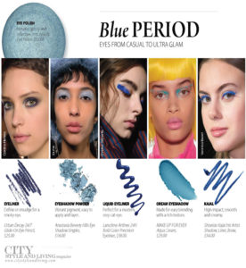 City Style and Living Magazine Winter 2018 Runway blue makeup