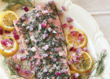 Oven-Poached Salmon with Crème Fraîche and Caper Dressing