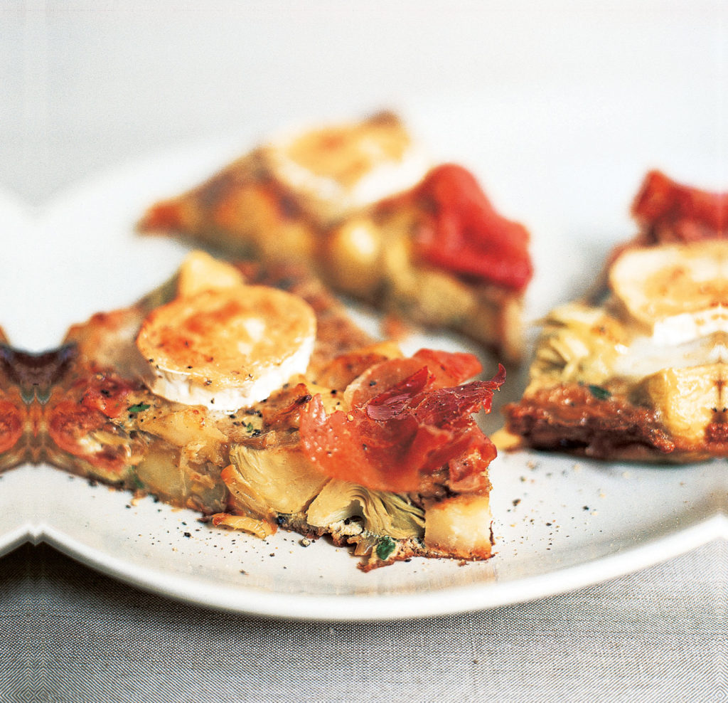 Tortilla with artichoke and serrano ham