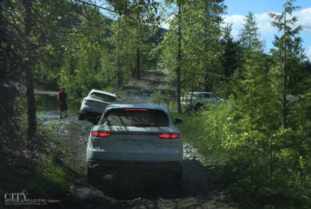 City Style and Living Magazine Summer 2019 Porsche Experience Whistler Cayenne S off roading through creek