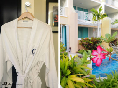City Style and Living Magazine Winter Barbados Oceans Two Resort and Residences Kailash Maharaj bathrobe and pool