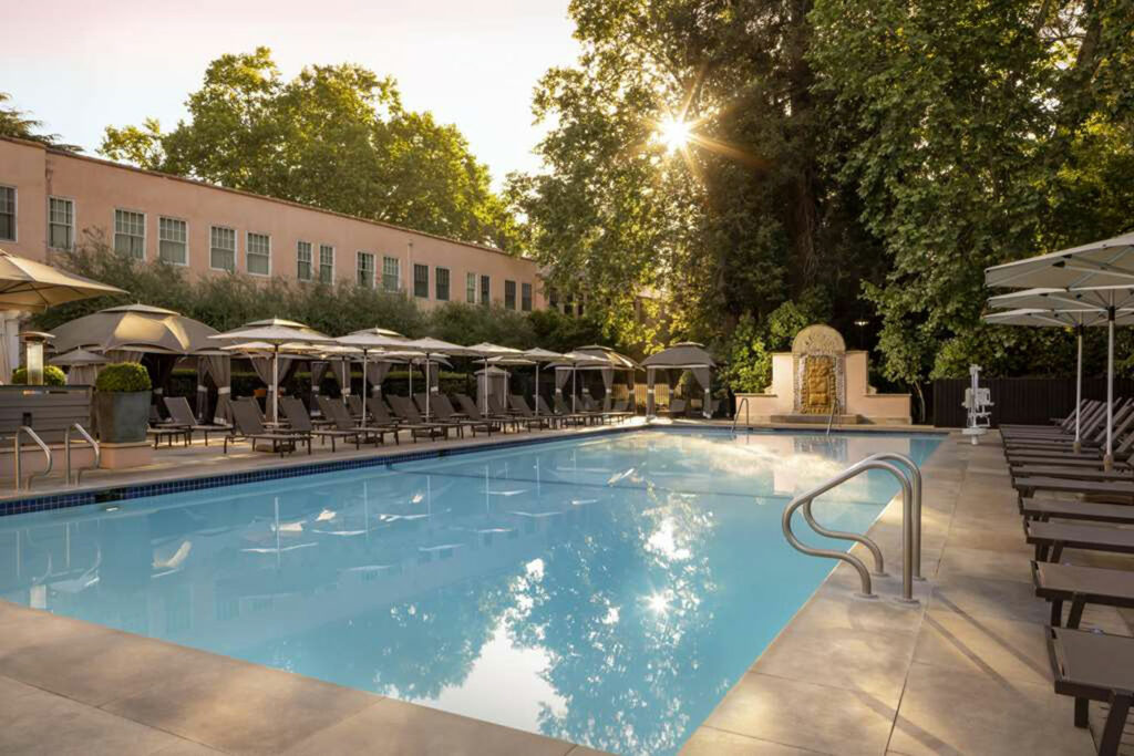 Fairmont Sonoma Mission Inn & Spa California USA morning sunlight at pool