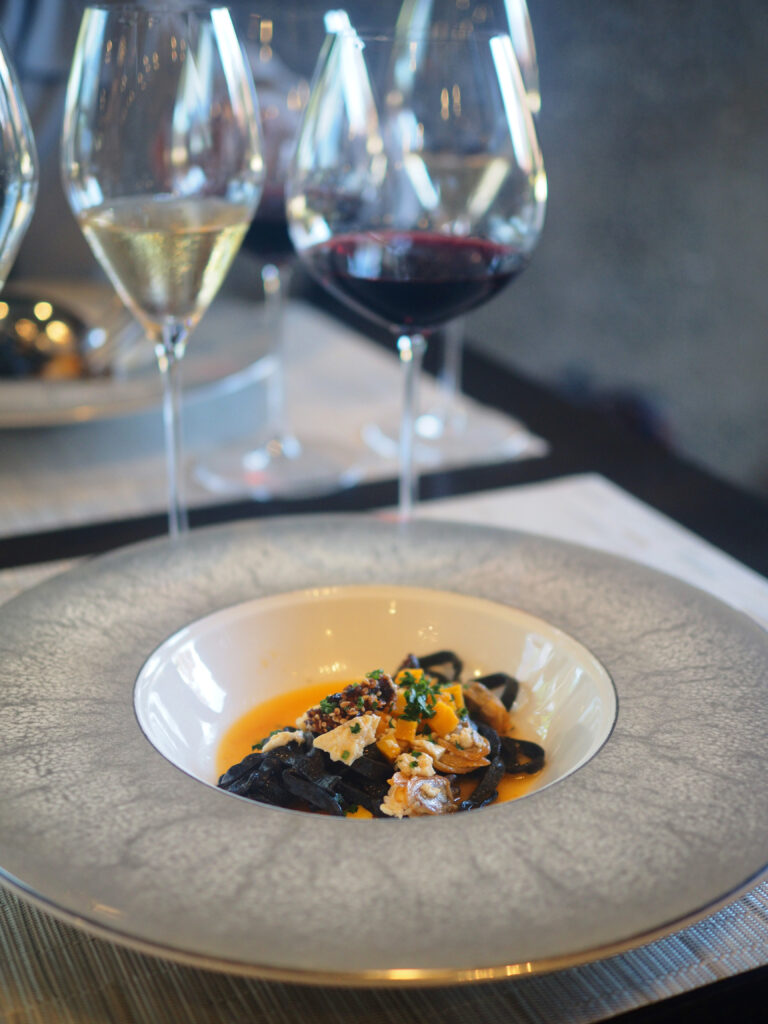 City Style and Living 5 Fun Things to Do In and Around Napa and Sonoma California squid ink pasta at bubble room J Vineyards