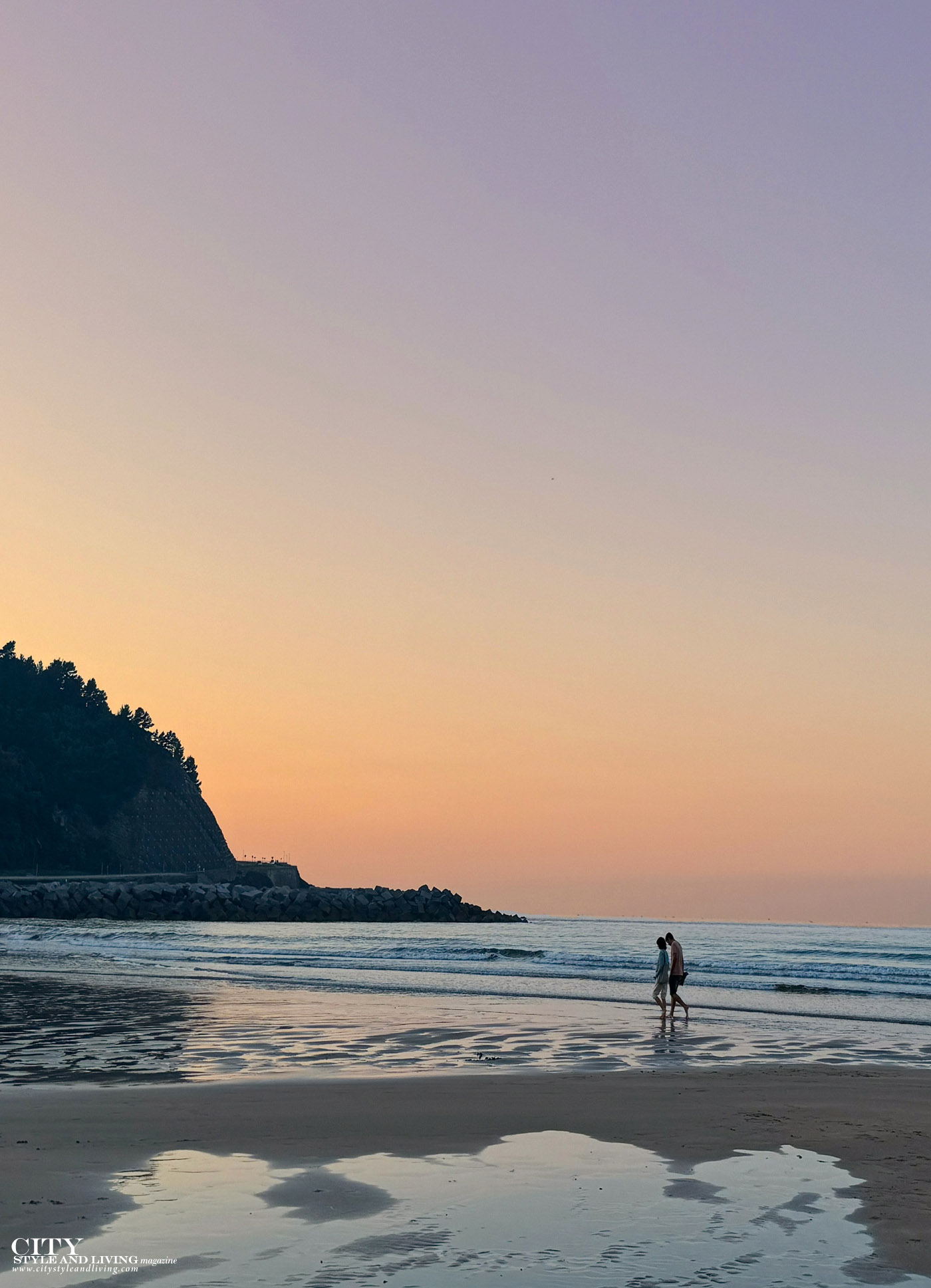 City Style and Living Magazine Spring 2026 Hiru Uhinak in Deba, Basque Country, Spain sunset on beach